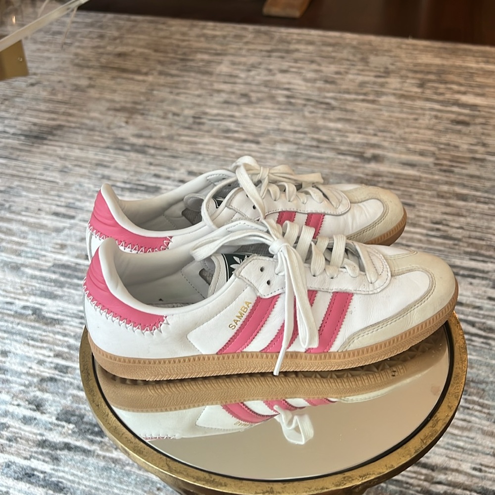 adidas Samba White and Pink Sneakers